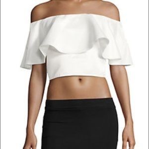 Belle Badgley Mischka Off The Shoulder Crop Top